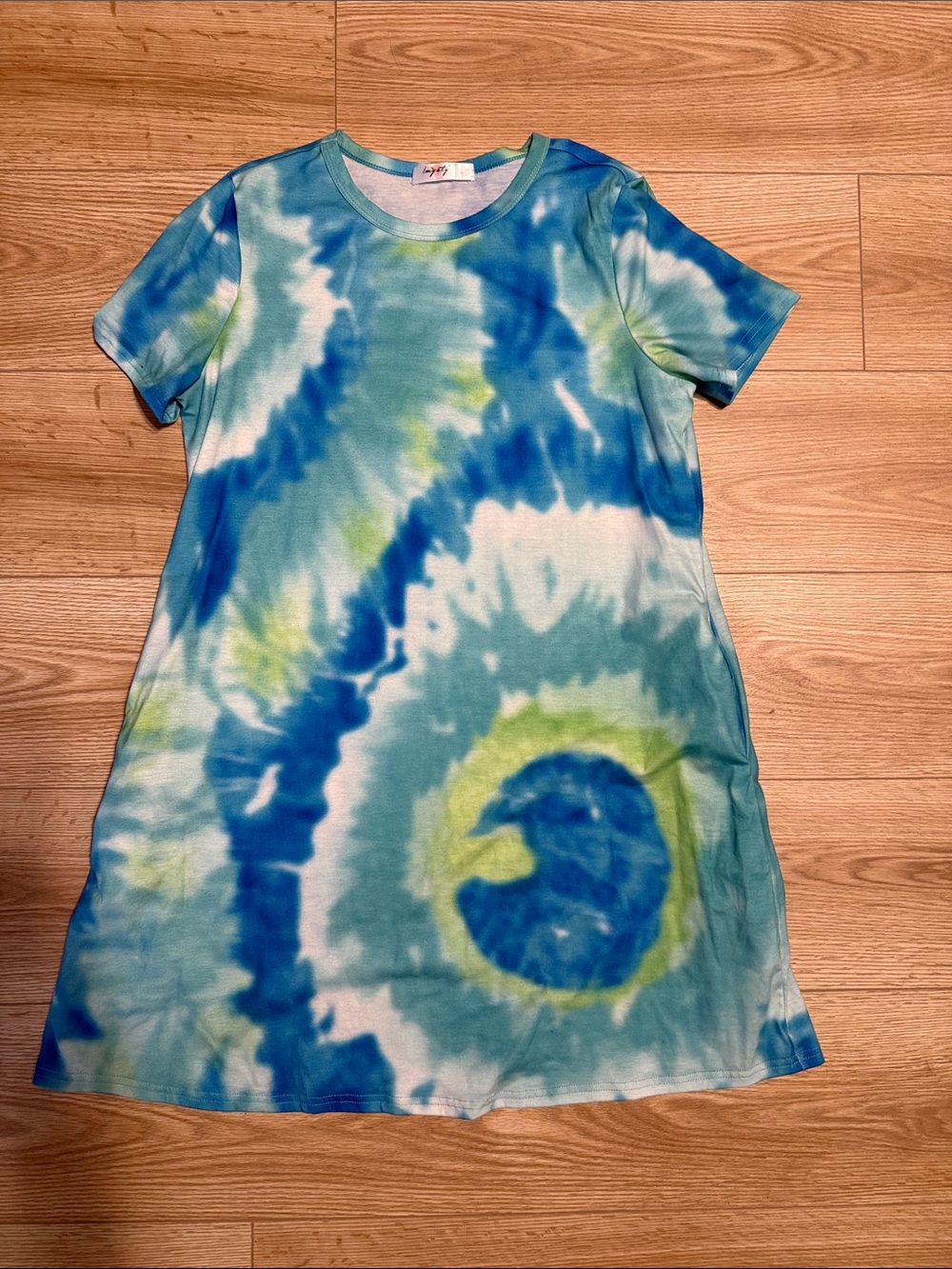 Tie-Dye Blue & Green Women’s T-shirt Dress